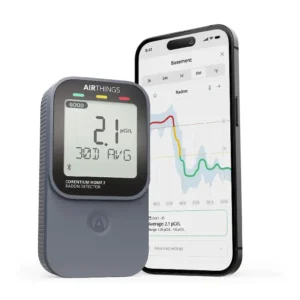 Airthings 325 Corentium Home 2 – Smart Digital Radon Detector with Bluetooth, Humidity & Temperature Sensors – Portable & Easy to Use